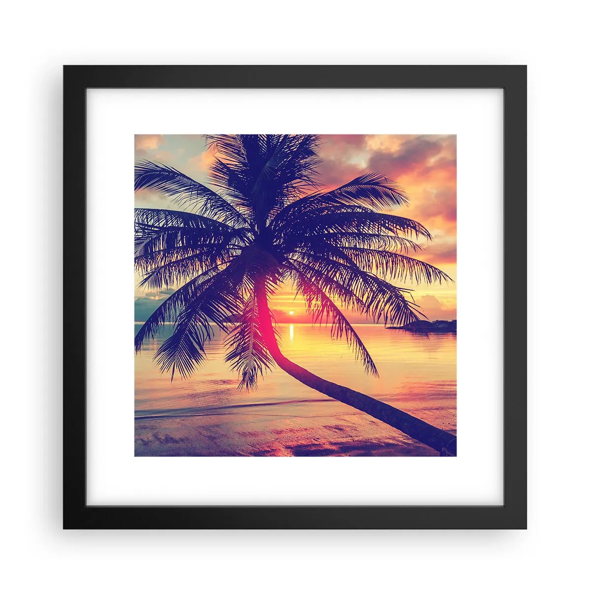 Poster in einem schwarzem Rahmen - Abend unter Palmen - 30x30 cm