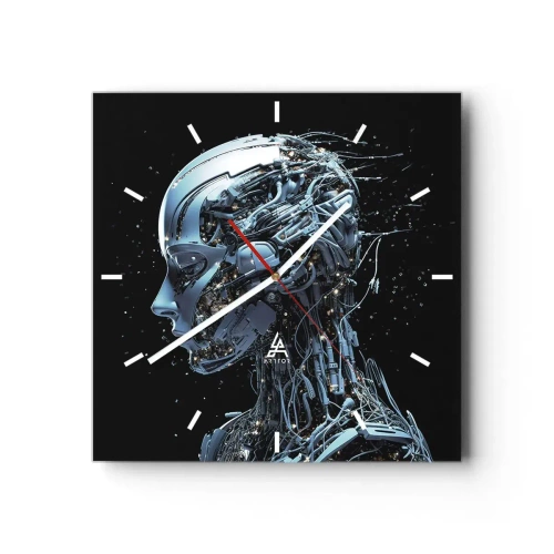 Wanduhr - Glasuhr - Technologie ist eine Frau - 40x40 cm