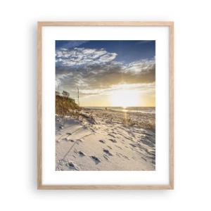 Poster in einem Rahmen aus heller Eiche - Einladung zu einem Spaziergang - 40x50 cm