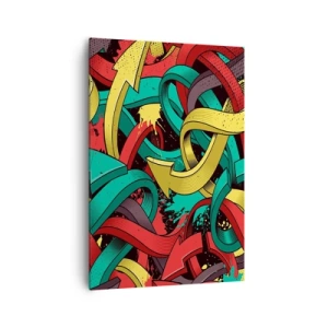 Bild auf Leinwand - Leinwandbild - Abstrakte Pfeile in leuchtenden Farben schaffen Chaos - 70x100cm - Welcher Weg zum Ziel? - Moderne Wanddekoration für Wohnzimmer und Schlafzimmer ARTTOR