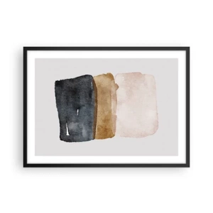Poster in einem schwarzem Rahmen - Eine minimalistische Komposition aus drei Rechtecken in Erdtönen. - 70x50cm - Die Komposition der Farben der Erde - Moderne Wanddekoration für Wohnzimmer und Schlafzimmer ARTTOR
