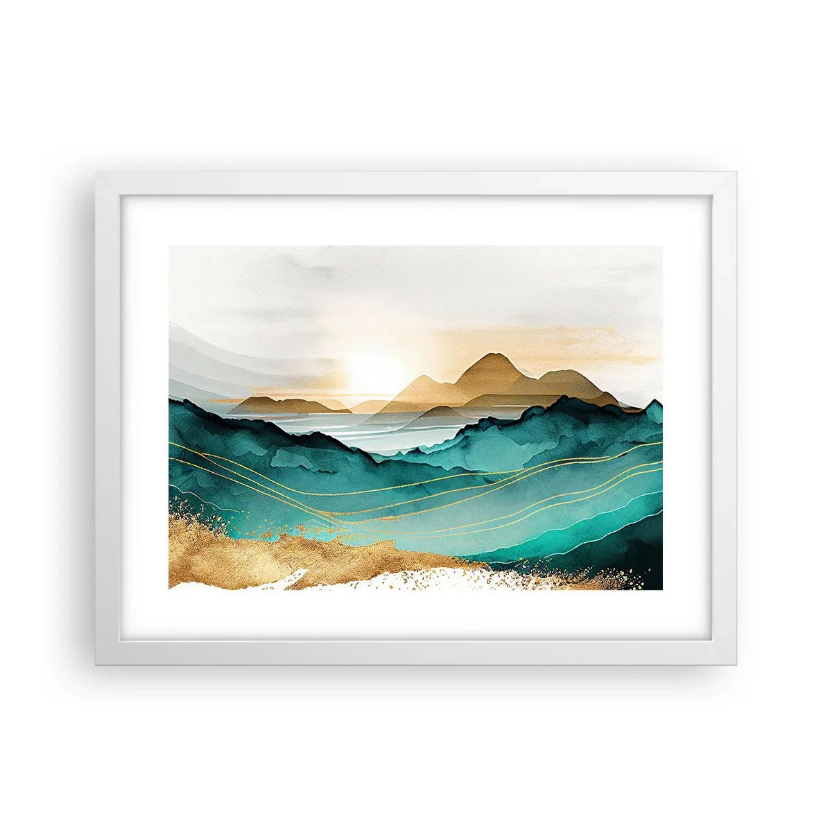 Poster in einem weißen Rahmen - Am Rande der Abstraktion – Landschaft - 40x30 cm