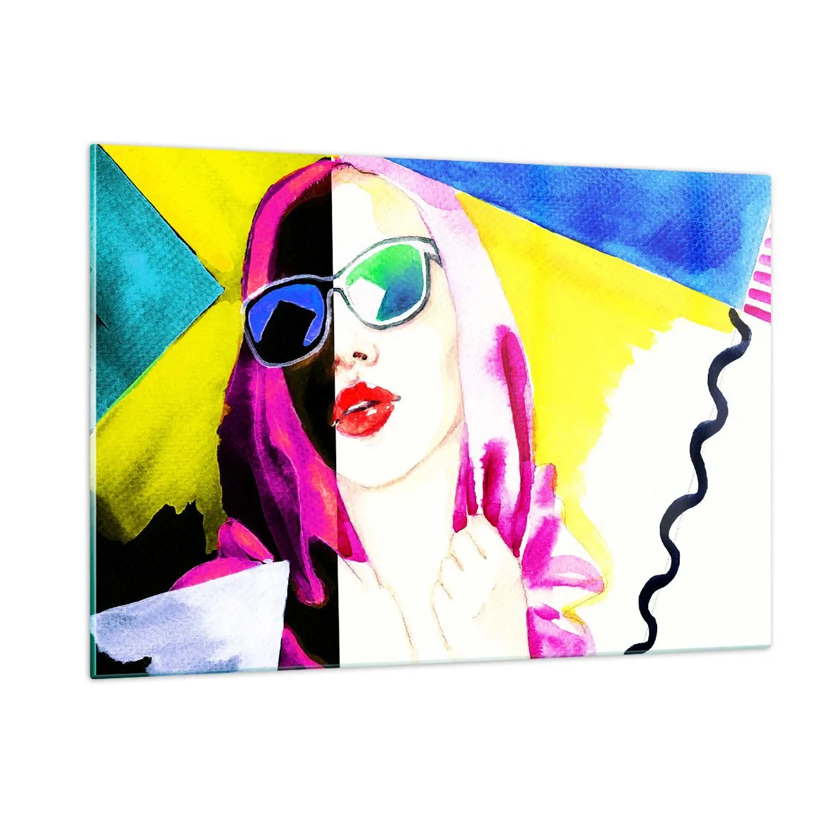 Glasbild - Bild auf glas - Porträt einer Frau im farbenfrohen Pop-Art-Stil - 120x80cm - Ich bin nicht weiß und ich bin nicht schwarz - Moderne Wanddekoration für Wohnzimmer und Schlafzimmer ARTTOR
