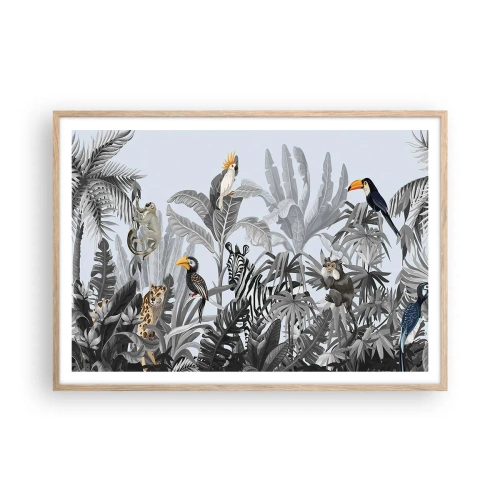 Poster in einem Rahmen aus heller Eiche - Afrikanisches Märchen - 100x70 cm