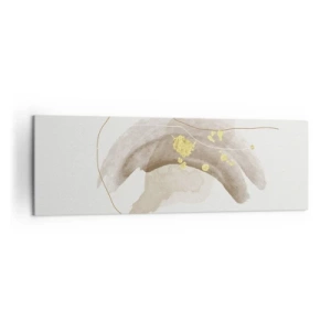 Bild auf Leinwand - Leinwandbild - Eine abstrakte Komposition in Beige- und Goldtönen. - 160x50cm - Im Weltraum begegnet - Moderne Wanddekoration für Wohnzimmer und Schlafzimmer ARTTOR
