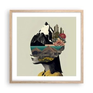 Poster in einem Rahmen aus heller Eiche - Frau – bleibt immer ein Geheimnis - 50x50 cm