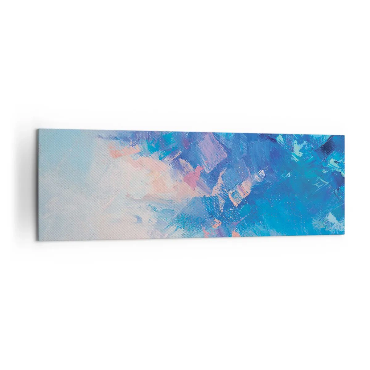 Bild auf Leinwand - Leinwandbild - Abstrakte Komposition in Blau- und Rosatönen - 160x50cm - Winter-Abstraktion - Moderne Wanddekoration für Wohnzimmer und Schlafzimmer ARTTOR