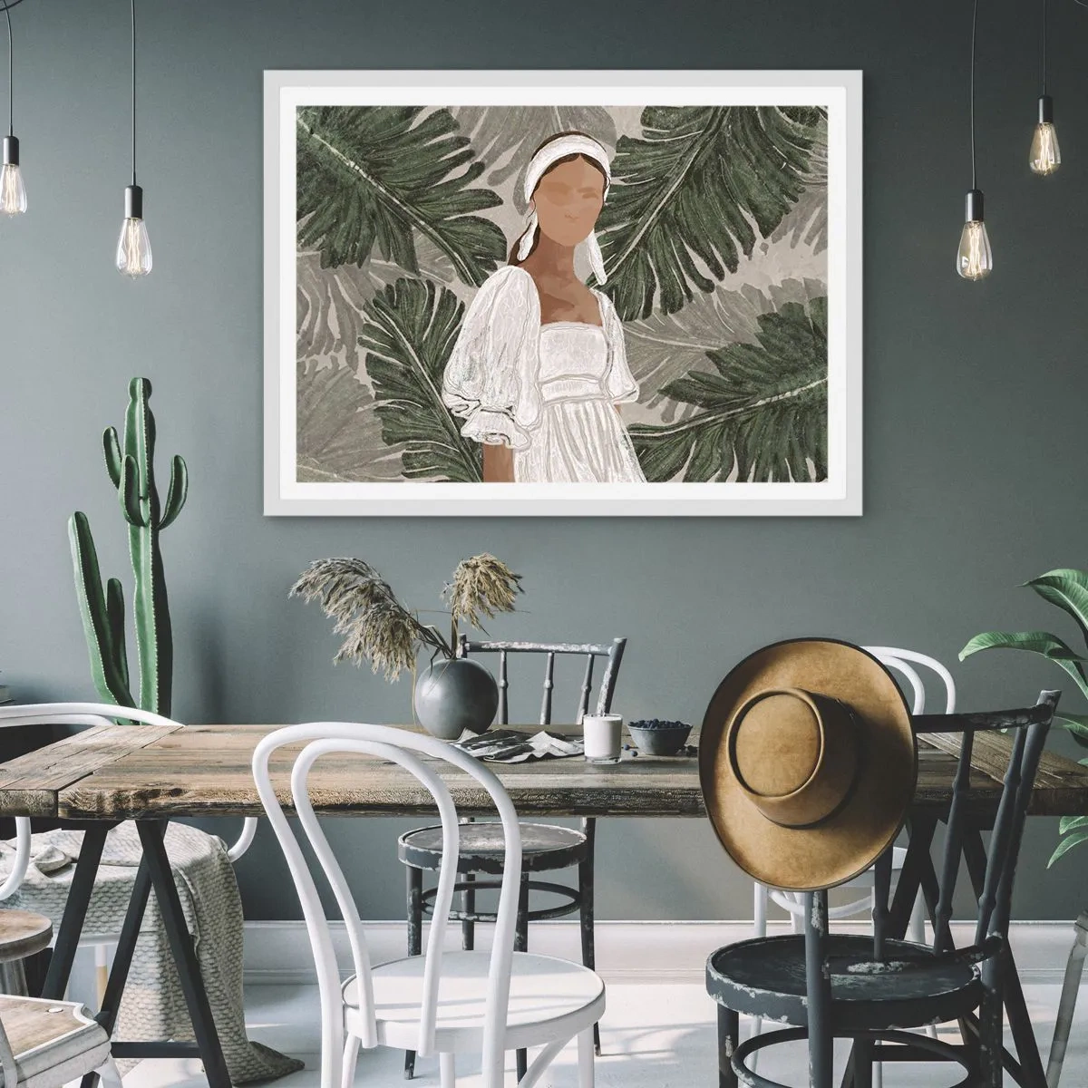 Poster in einem weißen Rahmen - Exotisches Porträt - 91x61 cm