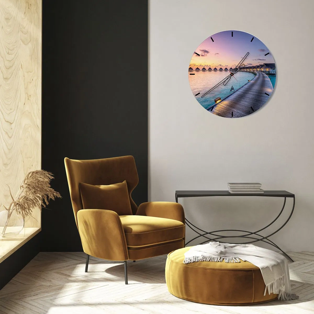 Wanduhr - Glasuhr - Urlaub - zurück zu den Quellen - 30x30 cm