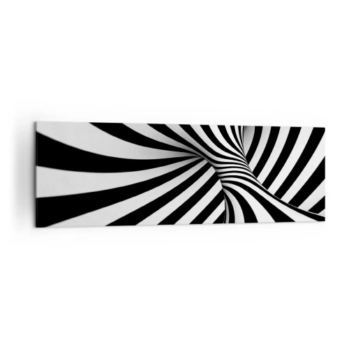 Bild auf Leinwand - Leinwandbild - Abstrakter Tunnel mit schwarz-weißen Spiralstreifen - 160x50cm - Komposition: Tanzraum - Moderne Wanddekoration für Wohnzimmer und Schlafzimmer ARTTOR