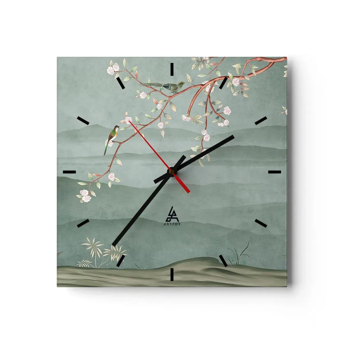 Wanduhr - Glasuhr - Frühling, oh, du bist es - 40x40 cm