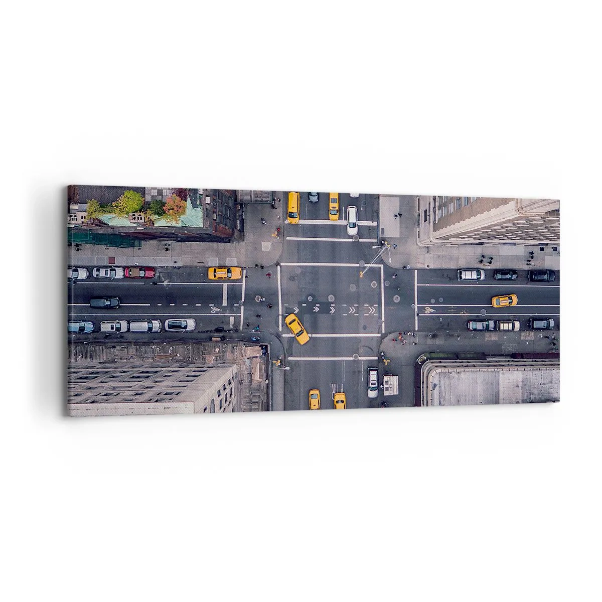 Bild auf Leinwand - Leinwandbild - Luftaufnahme einer belebten Stadtstraße - 120x50cm - Eine einfache Wahl - Moderne Wanddekoration für Wohnzimmer und Schlafzimmer ARTTOR