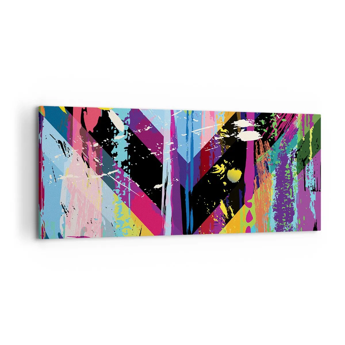 Bild auf Leinwand - Leinwandbild - Abstraktes Muster mit bunten geometrischen Formen - 120x50cm - Von oben nach unten - Moderne Wanddekoration für Wohnzimmer und Schlafzimmer ARTTOR
