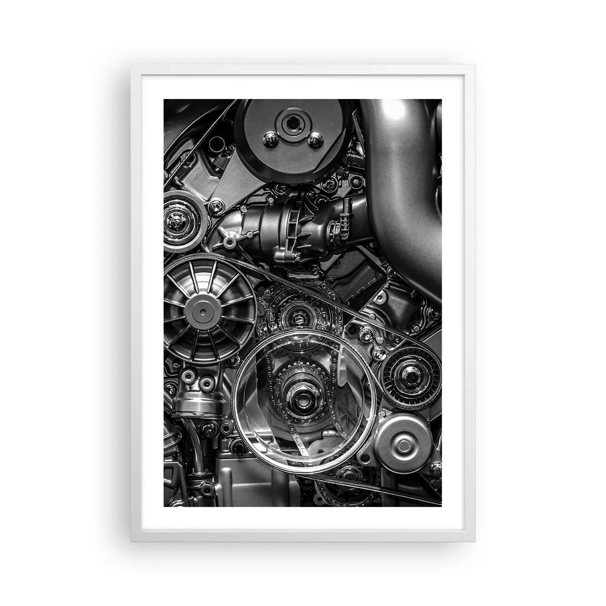Poster in einem weißen Rahmen - Die Poesie der Mechanik - 50x70 cm