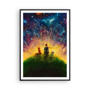 Poster in einem schwarzem Rahmen - Liebe und Freundschaft - die ganze Welt - 70x100 cm