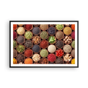 Poster in einem schwarzem Rahmen - Alle Aromen der Welt - 91x61 cm