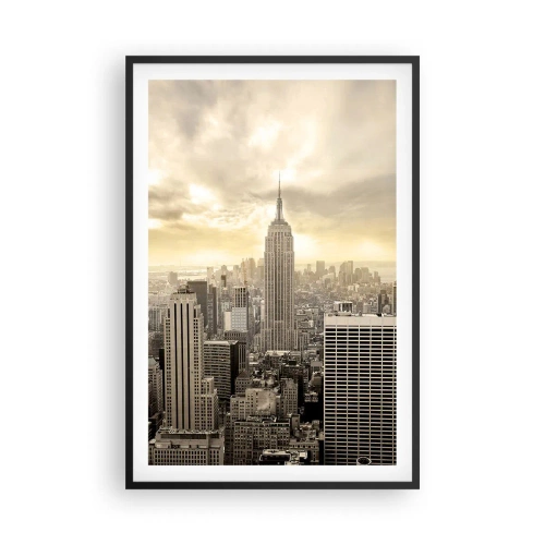 Poster in einem schwarzem Rahmen - New York aus Grau - 61x91 cm