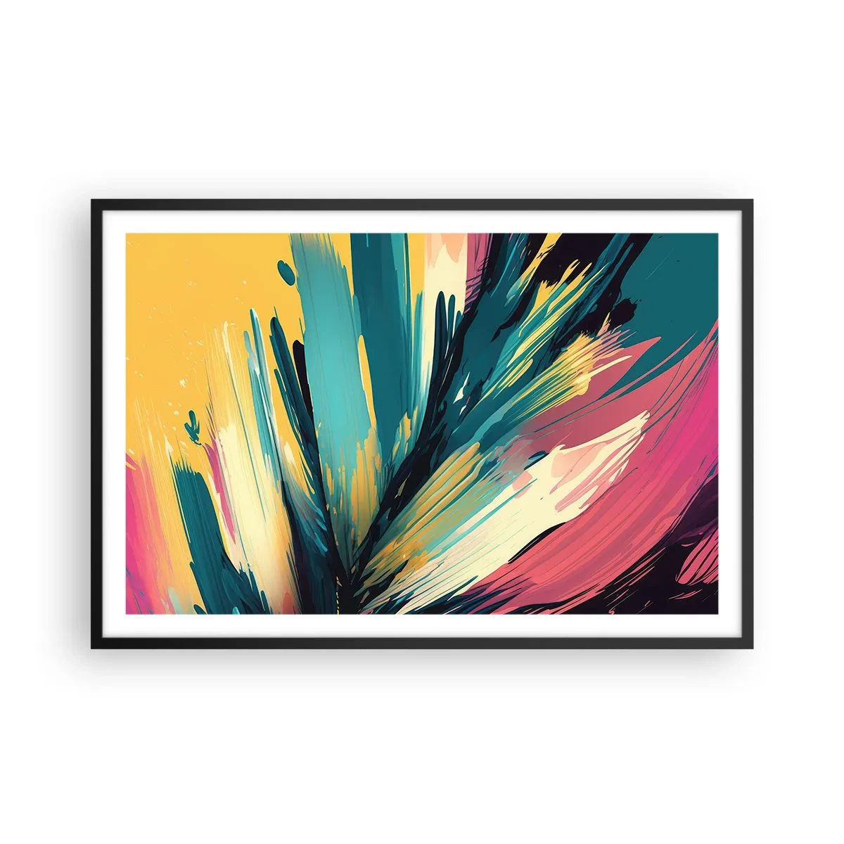 Poster in einem schwarzem Rahmen - Komposition – eine Explosion der Freude - 91x61 cm