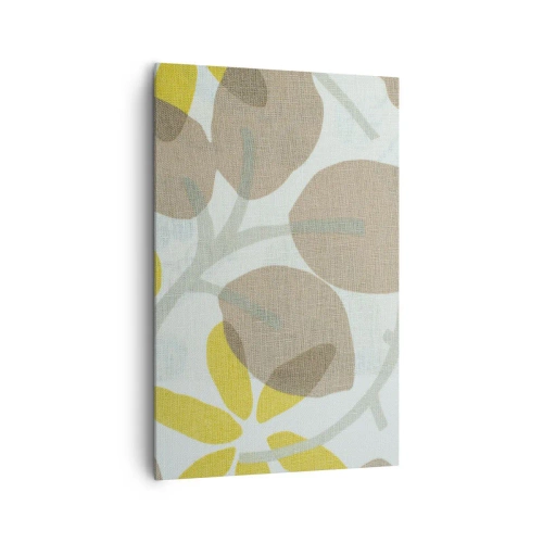 Bild auf Leinwand - Leinwandbild - Abstrakte Blätter in Beige- und Gelbtönen - 80x120cm - Komposition in voller Sonne - Moderne Wanddekoration für Wohnzimmer und Schlafzimmer ARTTOR