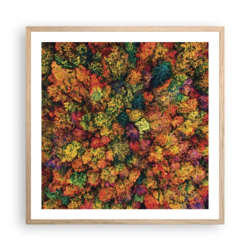 Poster in einem Rahmen aus heller Eiche - Blumenstrauß aus Herbstbäumen - 60x60 cm