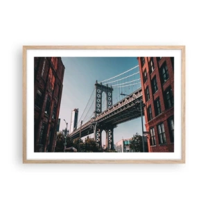 Poster in einem Rahmen aus heller Eiche - Über den Wellen der Stadt - 70x50 cm