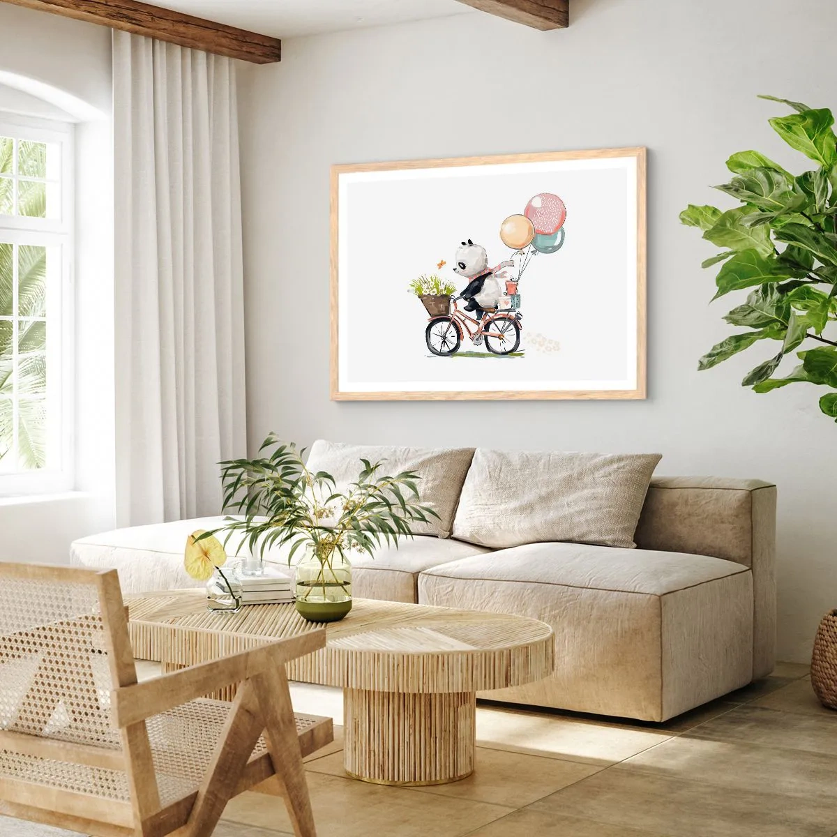 Poster in einem Rahmen aus heller Eiche - Glücklicher Tag - 40x30 cm