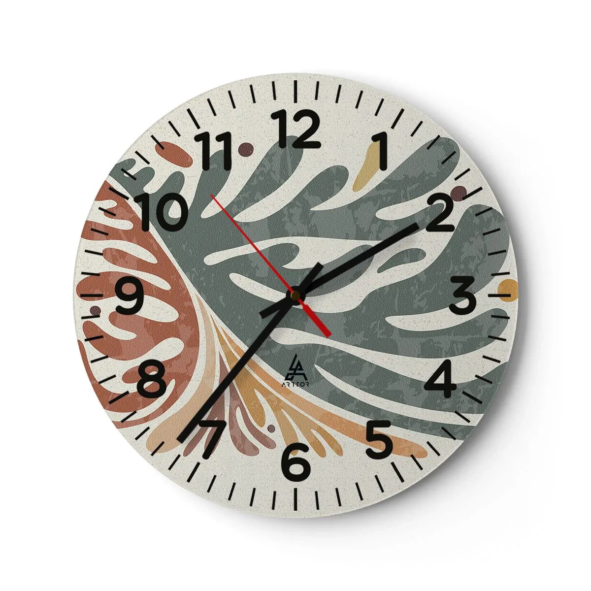 Wanduhr - Glasuhr - Mehrfarbiges Blatt - 40x40 cm