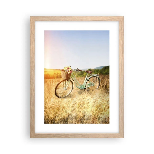 Poster in einem Rahmen aus heller Eiche - Ich bleibe eine Weile hier - 30x40 cm