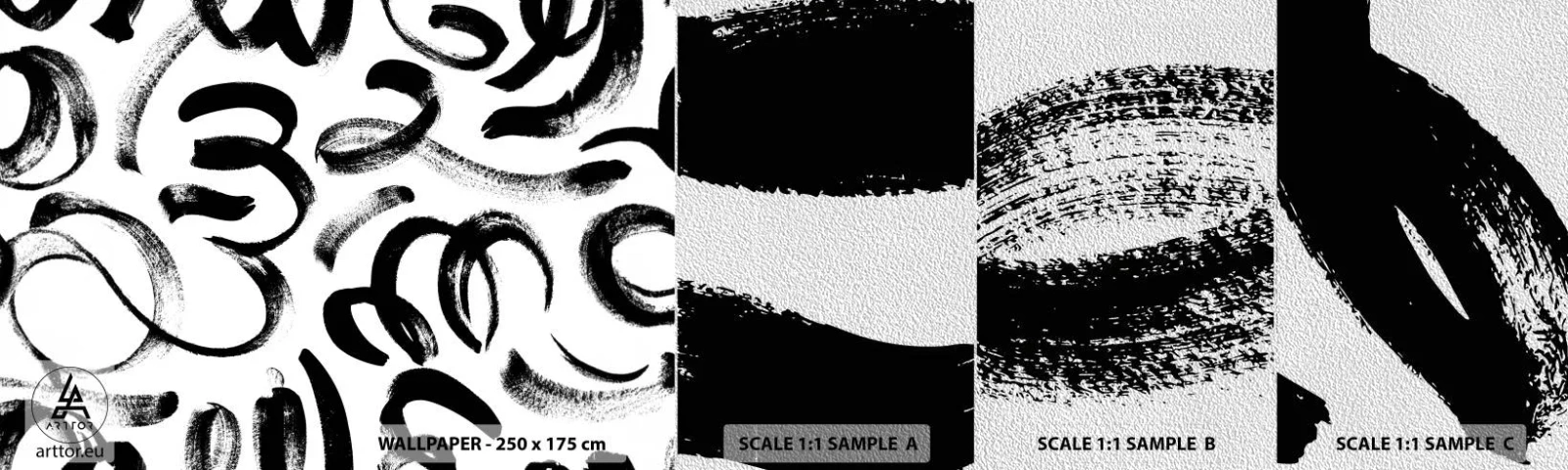 Fototapeten Muster Premium Sand - Schwarz auf Weiß - Moderne Kunst, Modernität, Muster - 100x30 cm