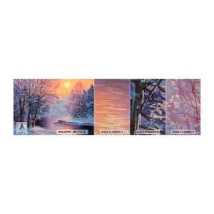 Fototapeten Muster Premium Sand - Die Farben des Winters - Landschaft, Fluss, Wald - 100x30 cm