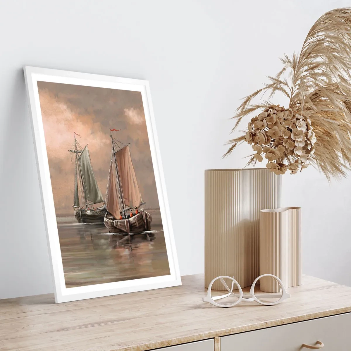 Poster in einem weißen Rahmen - Die Rückkehr der Matrosen - 61x91 cm