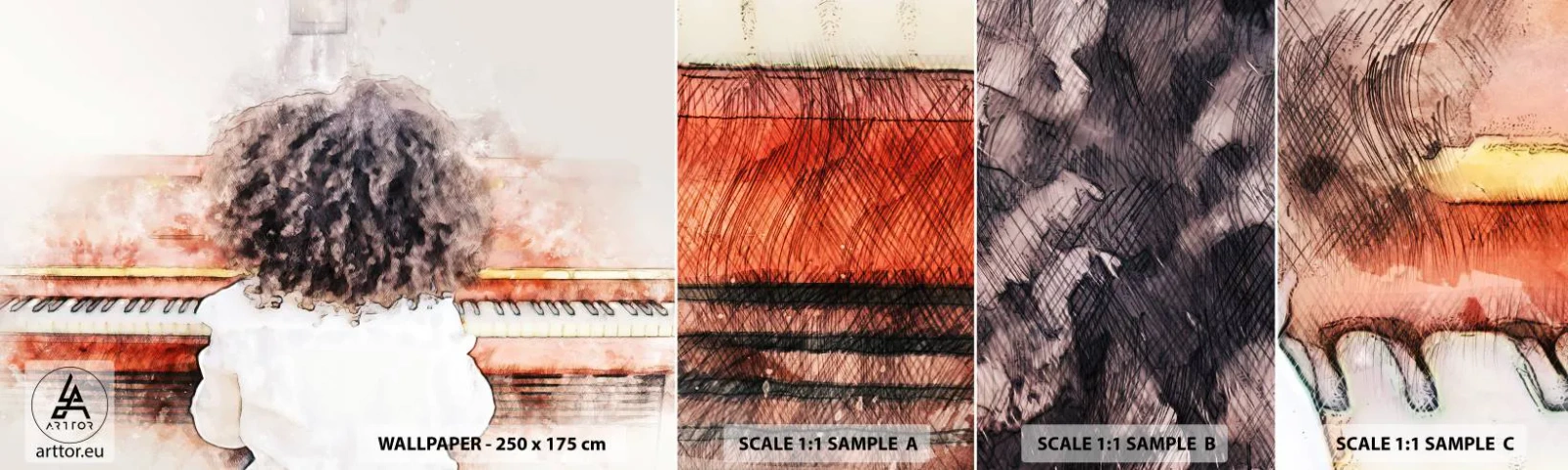 Fototapetenmuster Standard Eco - In der neuen Welt - Klavier, Musik, Musiker - 100x30 cm