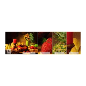 Fototapeten Muster Premium Canvas - Stillleben mit Brot und Obst - Gastronomie, Blumen, Obst - 100x30 cm