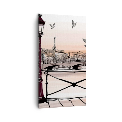 Bild auf Leinwand - Leinwandbild - Über den Dächern von Paris - 45x80 cm