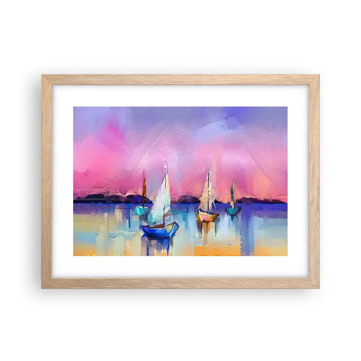 Poster in einem Rahmen aus heller Eiche - Richtung: breites Wasser - 40x30 cm