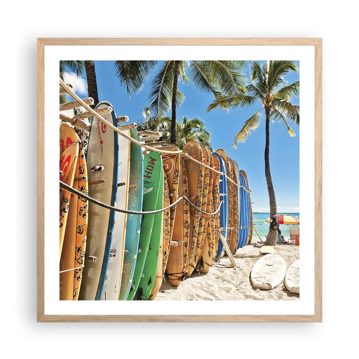 Poster in einem Rahmen aus heller Eiche - Sonniger Spaß - 60x60 cm