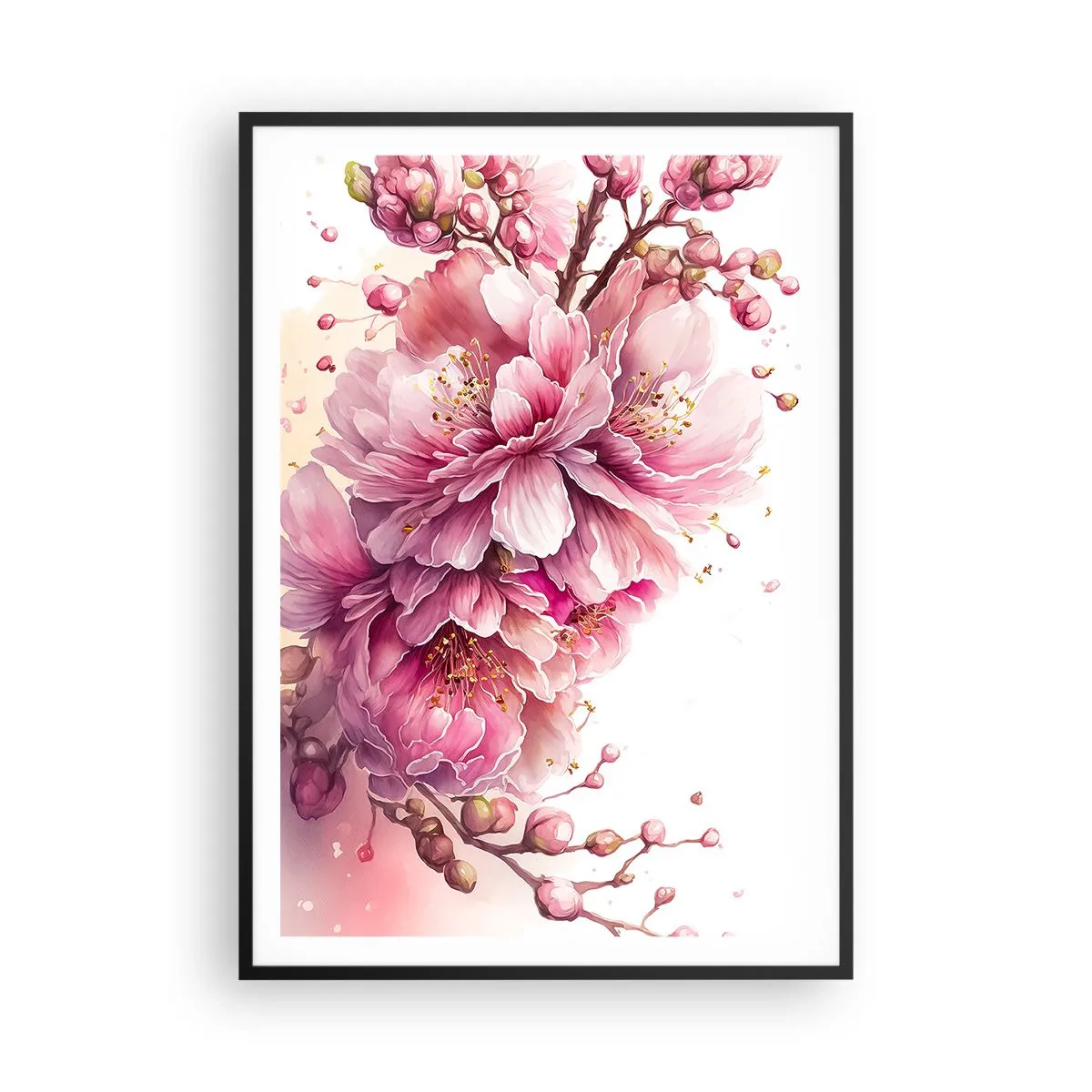 Poster in einem schwarzem Rahmen - Kirschblütenblüte - 70x100 cm