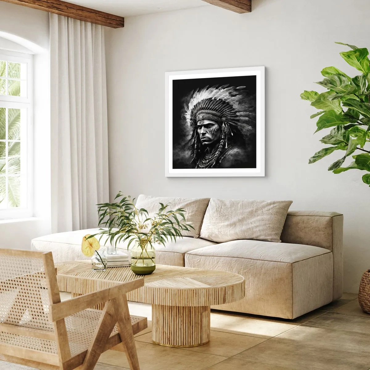 Poster in einem weißen Rahmen - Anführer und Krieger - 40x40 cm