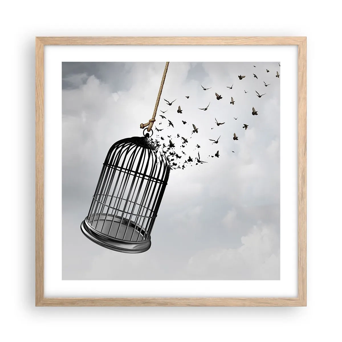 Poster in einem Rahmen aus heller Eiche - Glaube ... Hoffnung ... Freiheit! - 50x50 cm