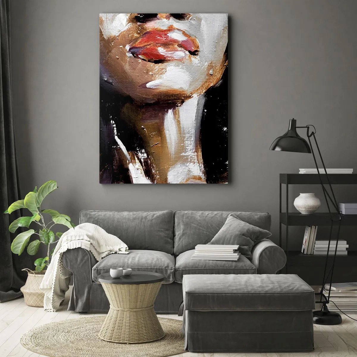Bild auf Leinwand - Leinwandbild - Porträt einer Frau in ausdrucksstarkem malerischem Stil vor dunklem Hintergrund - 50x70cm - Stolz ohne Vorurteile - Moderne Wanddekoration für Wohnzimmer und Schlafzimmer ARTTOR