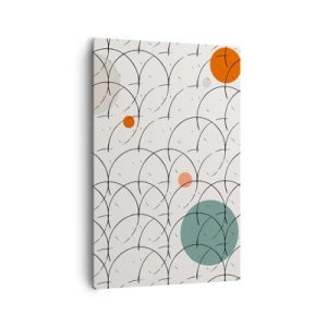 Bild auf Leinwand - Leinwandbild - Geometrisches Muster mit bunten Kreisen auf hellem Hintergrund - 80x120cm - Im Pop-Art-Geist - Moderne Wanddekoration für Wohnzimmer und Schlafzimmer ARTTOR