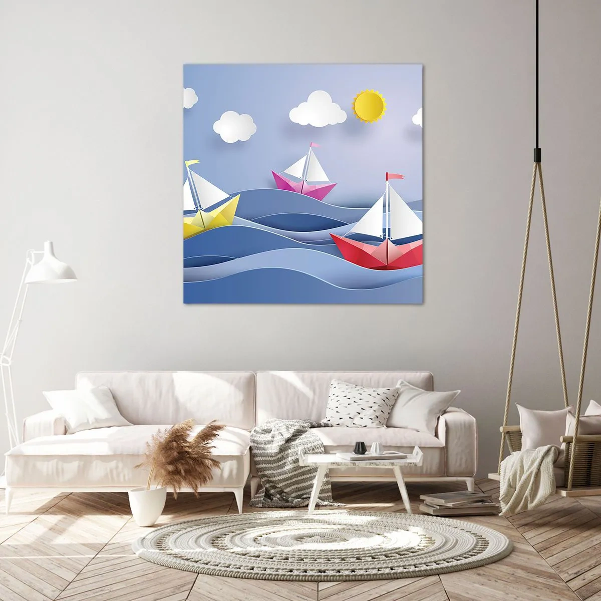 Bild auf Leinwand - Leinwandbild - Ach, wie schön ist es, in den Wellen zu schwingen - 70x70 cm