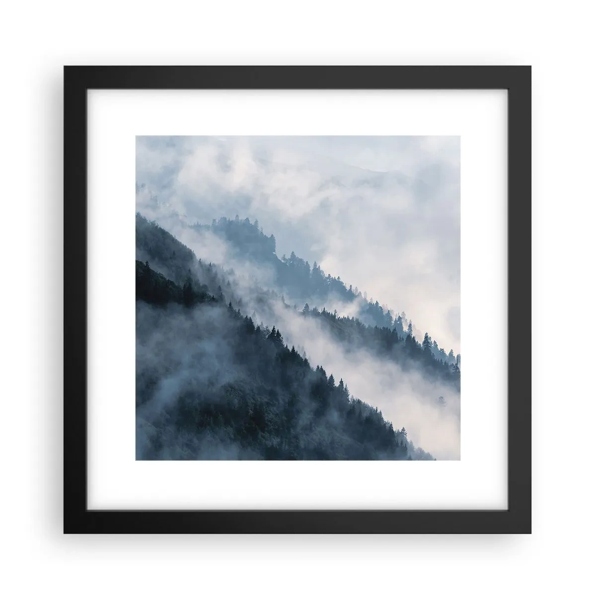 Poster in einem schwarzem Rahmen - Mystik der Berge - 30x30 cm