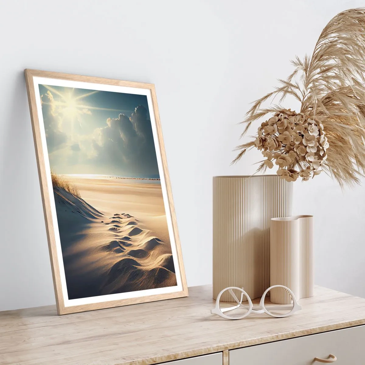 Poster in einem Rahmen aus heller Eiche - Beruhigende Landschaft - 30x40 cm