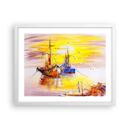 Poster in einem weißen Rahmen - Eine wohlverdiente Pause im Hafen - 50x40 cm