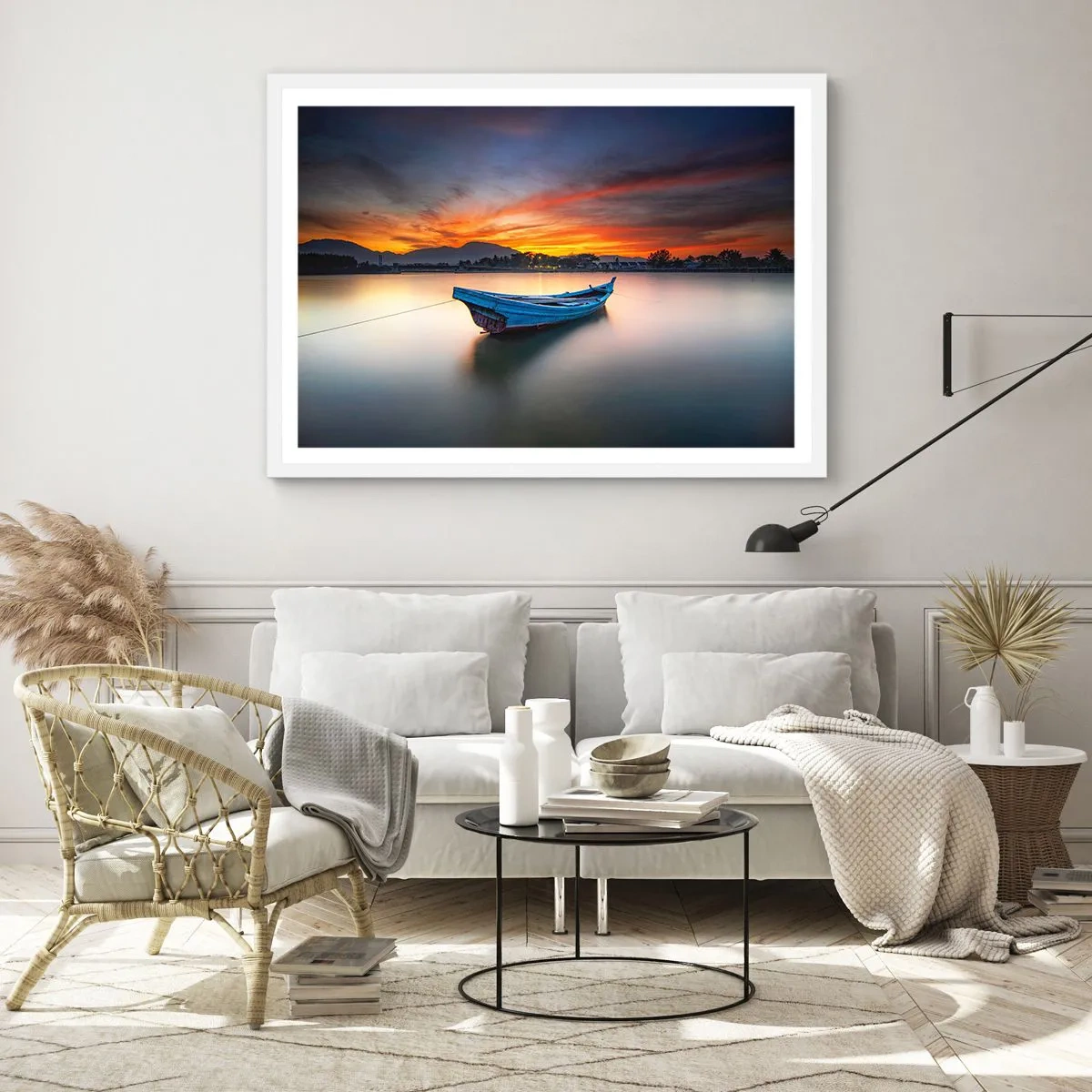 Poster in einem weißen Rahmen - Eine gute Nacht kommt - 70x50 cm