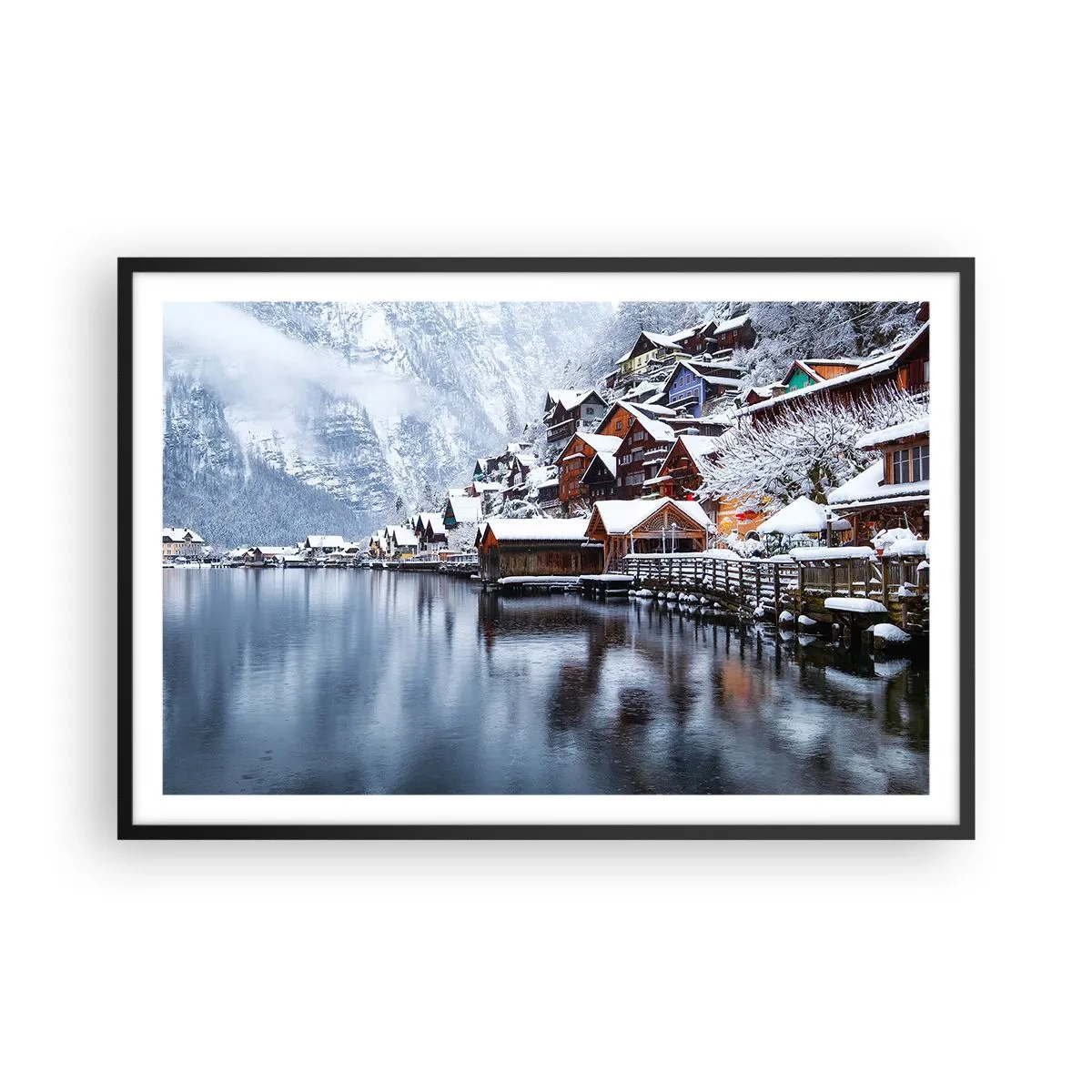 Poster in einem schwarzem Rahmen - In winterlicher Dekoration - 91x61 cm