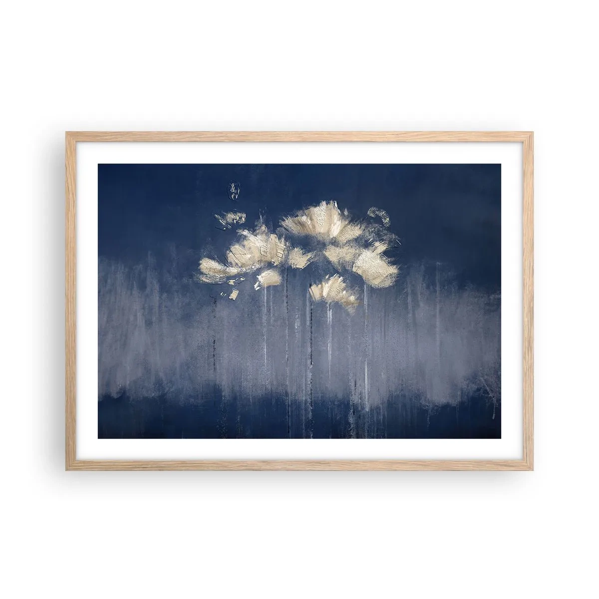 Poster in einem Rahmen aus heller Eiche - Wie Blütenblätter im Wind - 70x50 cm