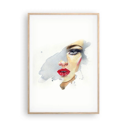 Poster in einem Rahmen aus heller Eiche - Abspiegeln in einem Wassertropfen - 70x100 cm