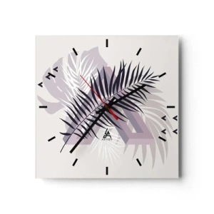 Wanduhr - Glasuhr - Eine minimalistische Komposition mit Blättern und geometrischen Formen - 30x30cm - Der Schatten des Schattens - Moderne Wanddekoration für Wohnzimmer und Schlafzimmer ARTTOR